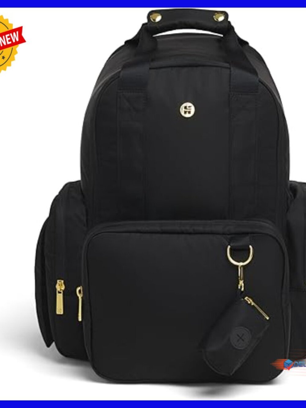 Vegan Leather Diaper Backpack with Changing Pad, Insulated Pocket